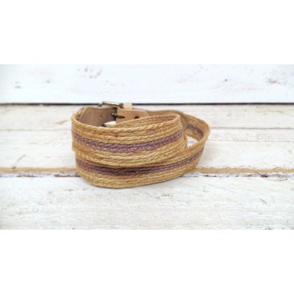 Vintage straw rope belt/braided chord belt/tan straw rope belt/boho/hippie belt - Picture 4 of 5